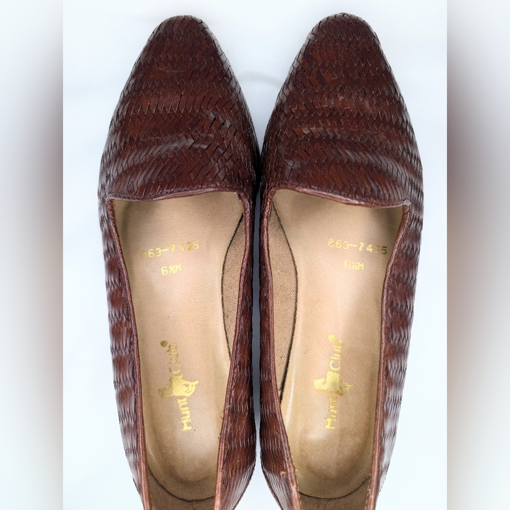 Hunt Club Woven Brown Leather Loafers
